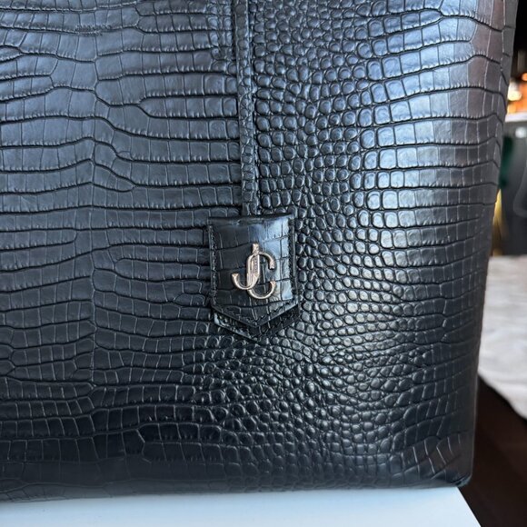 Jimmy Choo Black Croc Embossed Leather Tote - Picture 5 of 16